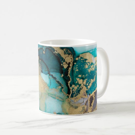 Mug Artabstracte turquoise d'alcool d'alcool noir, art (Devant droit)