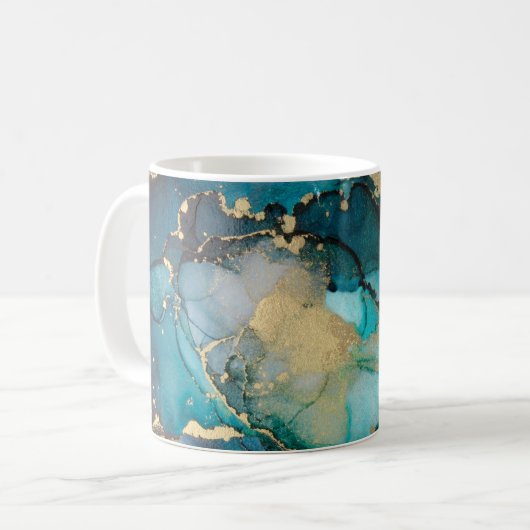 Mug Artabstracte turquoise d'alcool d'alcool noir, art (Devant gauche)