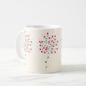 Mug Arte Botânica Harmônica com Flores Rosas e Folhas (Devant gauche)