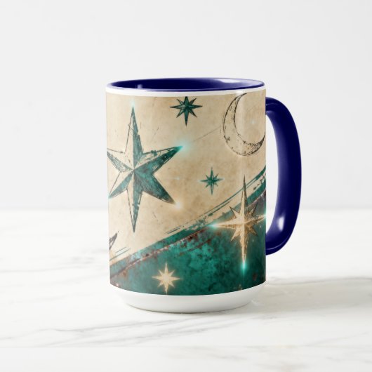 Mug Artefact numérique Lune & Étoile | Médiéval Futur (Devant droit)