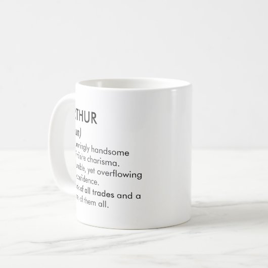 Mug Arthur name, Editable name, Custom name (Devant gauche)