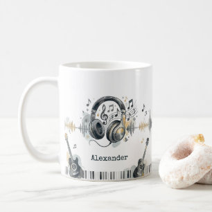 Mug Artiste amateur de musique Aquarelle Nom personnal