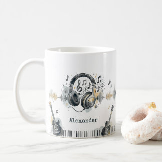 Mug Artiste amateur de musique Aquarelle Nom personnal