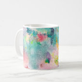 Mug Artiste Bleu. Présentation contemporaine blanche.  (Devant gauche)
