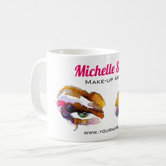 Mug Artiste branché de maquillage oculaire aquarelle d (Devant gauche)