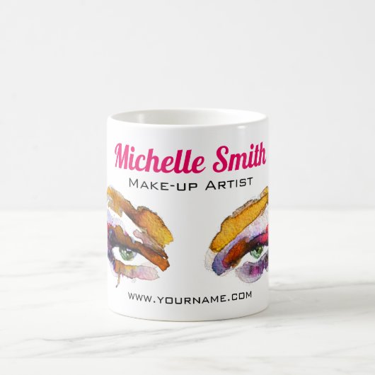 Mug Artiste branché de maquillage oculaire aquarelle d (Centre)