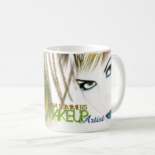 Mug Artiste De Maquillage Femme Avec Peacock Feather (Devant droit)