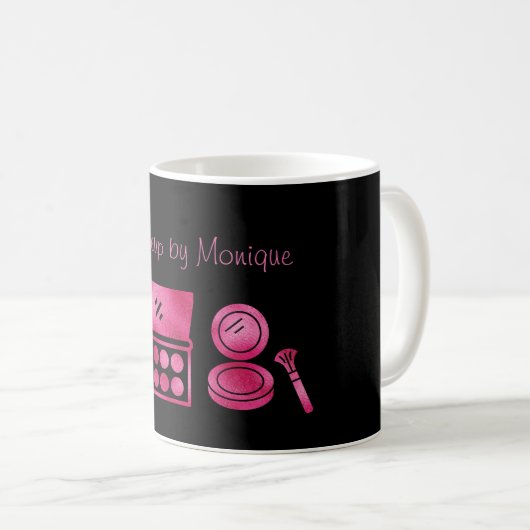 Mug Artiste de maquillage noir et rose chaud Glam Pers (Devant droit)