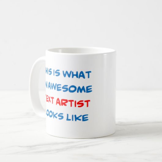 Mug artiste de texte, génial (Devant gauche)