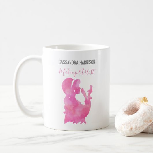 Mug Artiste maquillage Femme Silhouette Aquarelle Beau (Avec donut)