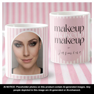 Mug Artiste Maquillage Rétro Gras Rayures Photo Rose B
