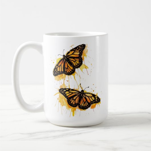 Mug Artistic Watercolor Monarch Butterfly Nature Art (Gauche)