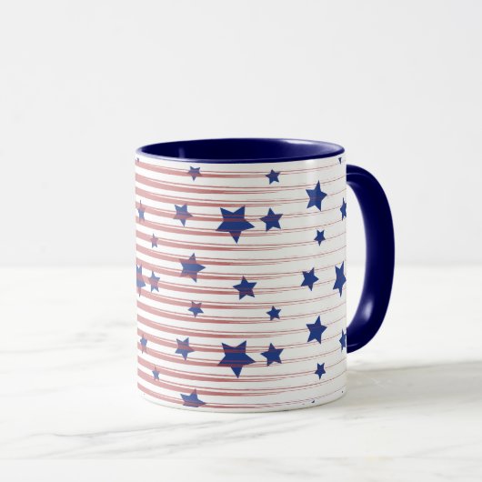 Mug Artsy American Flag Art Stars and Stripes Chic (Devant droit)