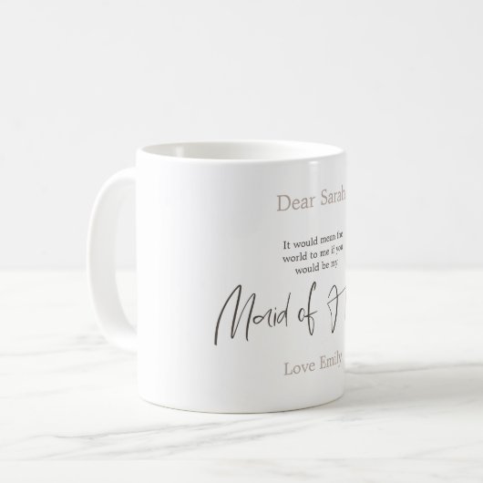 Mug Arty Brown Script tendance Demande de servante d'h (Devant gauche)