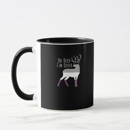 Mug Asexual Flag Oh Deer Queer Pride Funny LGBT Design (Gauche)