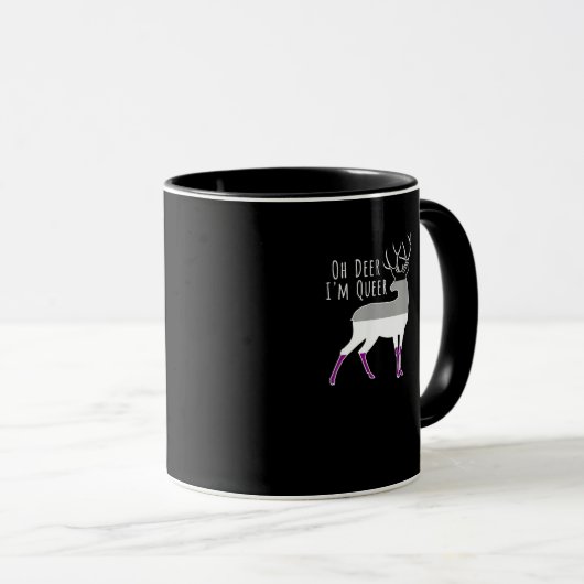 Mug Asexual Flag Oh Deer Queer Pride Funny LGBT Design (Devant droit)