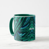 Mug ASHER ~ Zany 3D Fractal ~ Bleu et vert (Devant gauche)