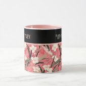 Mug Asian Floral Pink Peach White Chinoiserie Monogram (Centre)