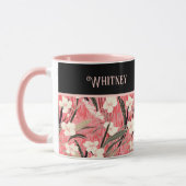 Mug Asian Floral Pink Peach White Chinoiserie Monogram (Gauche)
