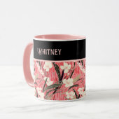 Mug Asian Floral Pink Peach White Chinoiserie Monogram (Devant gauche)