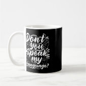 Mug ASL Alphabet Dont vous parlez Mon Chant Américain  (Gauche)