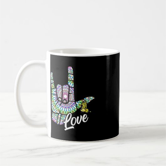 Mug ASL Love You Main Sign Language Butterfly Deaf Awa (Gauche)