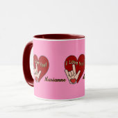 Mug ASL personnalisée Je t'aime (Devant gauche)