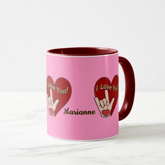 Mug ASL personnalisée Je t'aime (Devant droit)