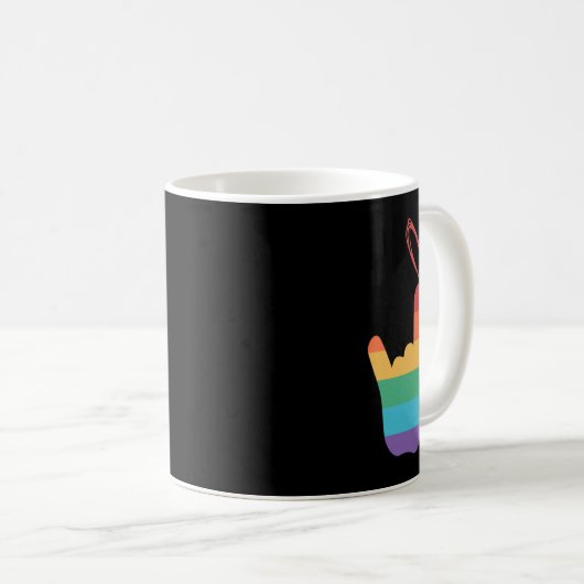 Mug ASL - Symbole d'amour arc-en-ciel Sourd (Devant droit)
