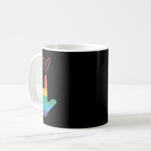 Mug ASL - Symbole d'amour arc-en-ciel Sourd (Devant gauche)