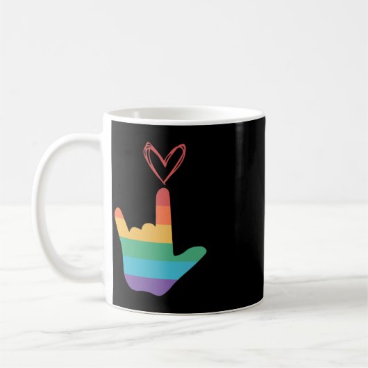 Mug ASL - Symbole d'amour arc-en-ciel Sourd (Gauche)