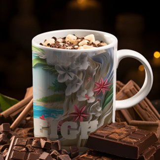 Mug Aspect 3D Ocean Wave personnalisé Plage Flower