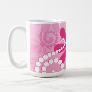 Mug Assez le rose fleurit le rétro motif mignon de
