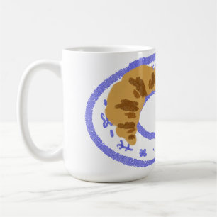 Mug Assiette Fleurie Bleue Croissants Français Cadeau
