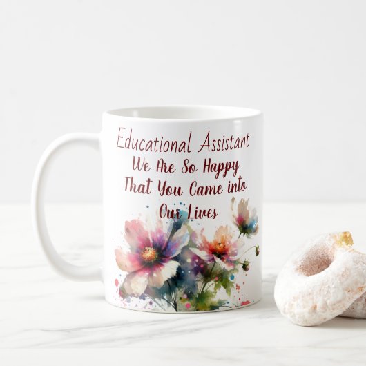 Mug Assistant personnel / Éducatif / Fleurs Modernes (Avec donut)