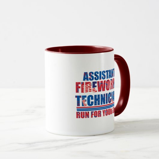 Mug Assistant technicien de feux d'artifice drôle 4 ju (Devant droit)