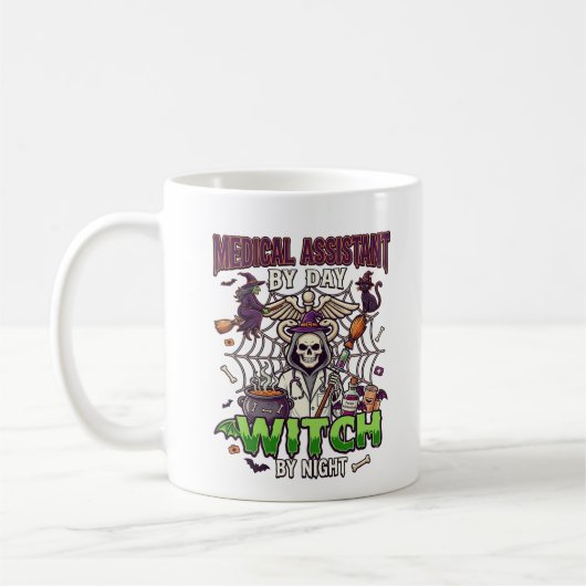 Mug Assistante médicale Sorcière Squelette Seringue Ch (Gauche)