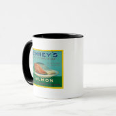 Mug Astoria, Oregon - Étiquette Coque Saumon de Kinney (Devant gauche)