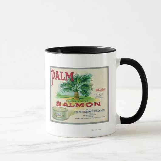 Mug Astoria, Oregon - Palm Saumon Étiquette Coque (Droite)