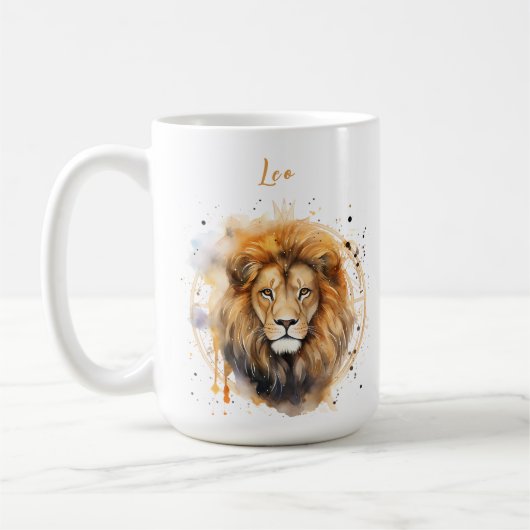 Mug Astrologie signe zodiaque de Leo en aquarelle (Gauche)
