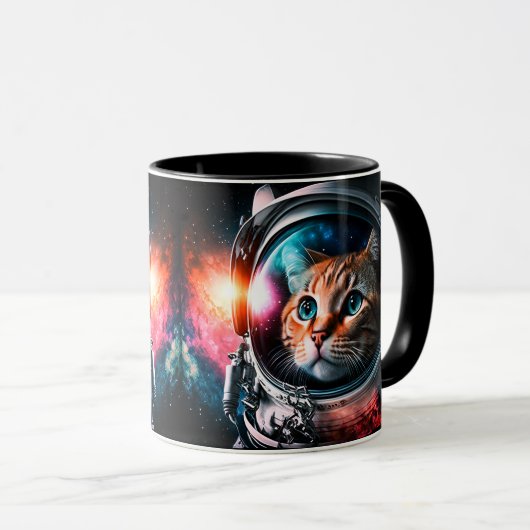 Mug Astronaut de chat spatial drôle Kitty Galaxy Unive (Devant droit)