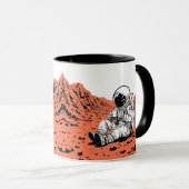 Mug Astronaute buvant du café sur Mars - Design minima (Devant droit)
