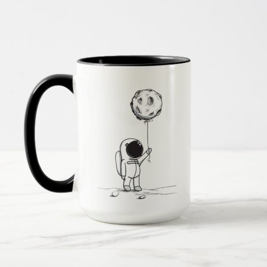 Mug Astronaute dans l'espace avec ballon de lune cosmo (Gauche)