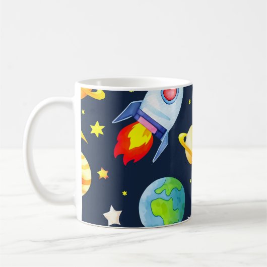 Mug Astronaute dans l'espace Planètes et Fusées Motif (Gauche)