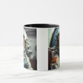 Mug Astronaute de chat gris dans l'espace (Centre)