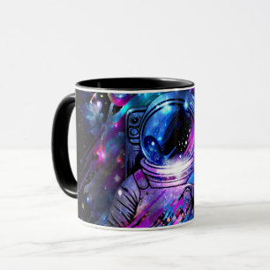 Mug Astronaute de l'espace étoilé éclaboussé de couleu