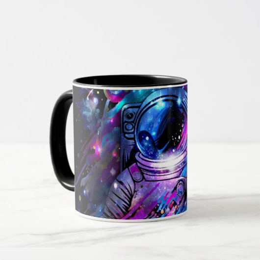 Mug Astronaute de l'espace étoilé éclaboussé de couleu (Devant gauche)