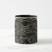 Mug Astronaute sur la Lune Espace Noir & Gris (Centre)