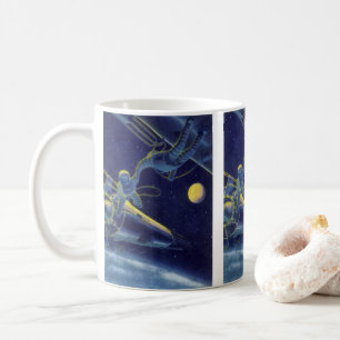 Mug Astronautes de la science-fiction vintage dans l'e