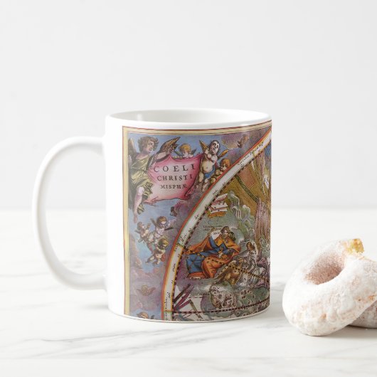 Mug Astronomie vintage, Carte des constellations chrét (Avec donut)